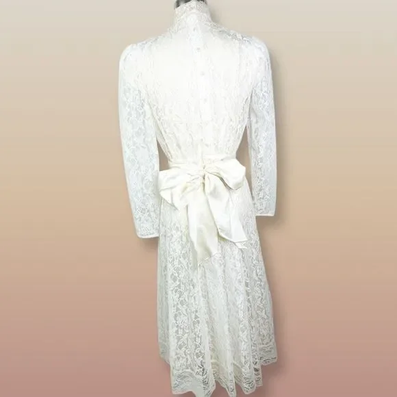 1970's Lace Prairie Dress - Cottage Core - Granny Core Dress - Boho Wedding - Picture 5 of 6